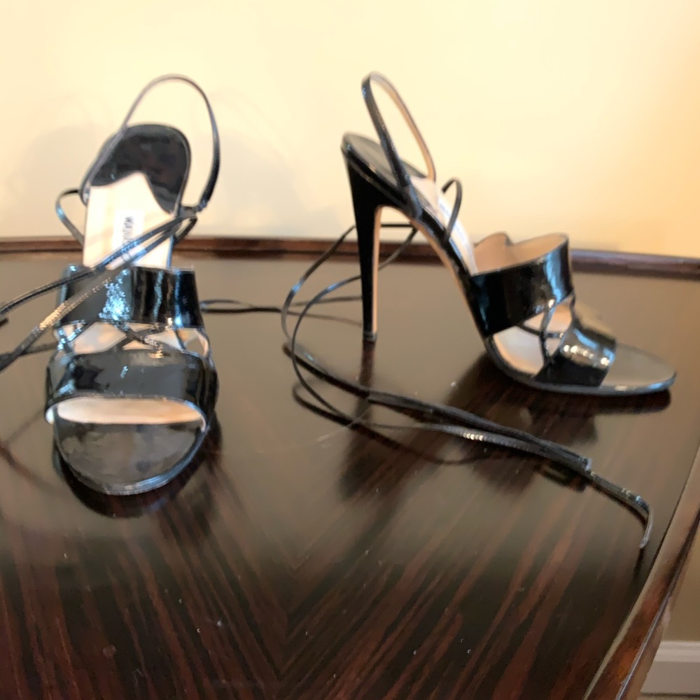 Manolo Blahnik black strappy heel sandals 38.5